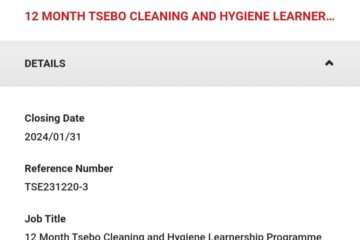 TSEBO Cleaning Learnership