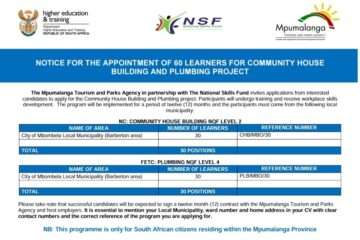 X60 Learners Recruitment for House Building and Plumbing