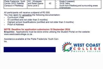 AVAILABLE FULLY FUNDED LEARNERSHIP OPPORTUNITIES AT WC COLLEGE